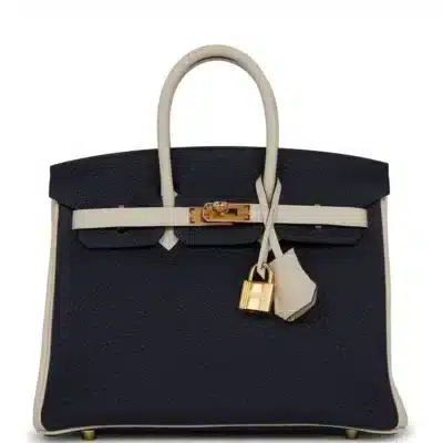 Hermès HSS Birkin 25 Bleu Nuit and Craie Togo Gold Hardware