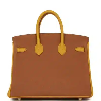 Hermès HSS Birkin 25 Gold and Jaune Ambre Togo Brushed Gold Hardware