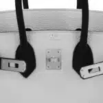 Hermès HSS Birkin 25 White and Black Clemence Brushed Palladium Hardware