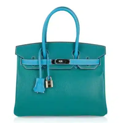 Hermès HSS Birkin 30 Blue Aztec and Paon Chevre Palladium Hardware