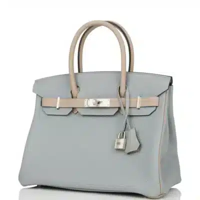 Hermès HSS Birkin 30 Gris Mouette/Gris Tourterelle Clemence Brushed Palladium Hardware Replica designer handbags