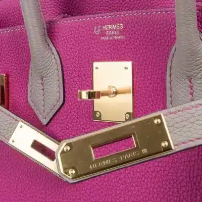 Hermès HSS Birkin 30 Rose Pourpre and Gris Asphalte Togo Gold Hardware