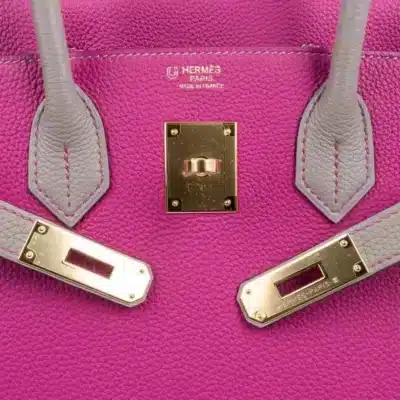 Hermès HSS Birkin 30 Rose Pourpre & Gris Asphalte Togo logo1