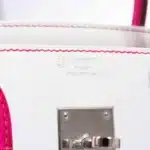 Hermès HSS Birkin 30 White and Fuchsia Chevre Palladium Hardware