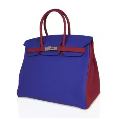 Hermès HSS Birkin 35 Blue Electric and Rouge Grenat Togo Palladium Hardware