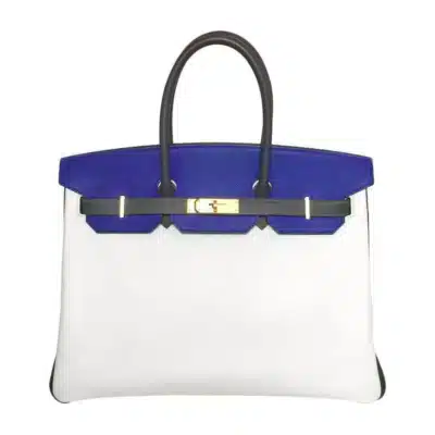 Hermès HSS Birkin 35 Blue Electric/White/Graphite Epsom Brushed Gold Hardware