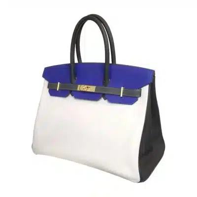 Hermès HSS Birkin 35 Blue Electric/White/Graphite Epsom Brushed Gold Hardware