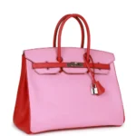 Hermès HSS Birkin 35 Bubblegum and Bougainvillea Epsom Palladium Hardware