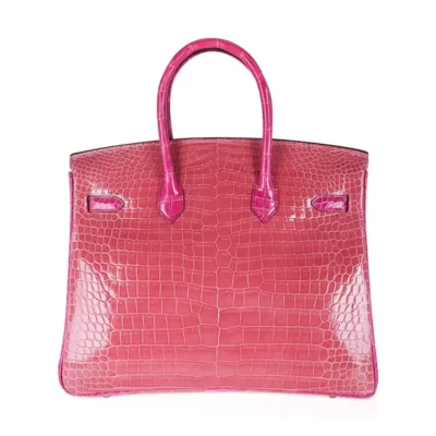 Hermès HSS Birkin 35 Rose Indien And Fuchsia Shiny Porosus Crocodile Palladium Hardware