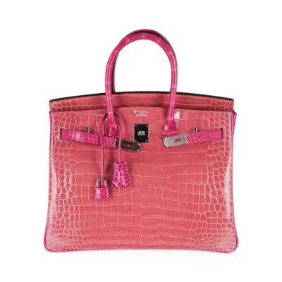 Hermès HSS Birkin 35 Rose Indien And Fuchsia Shiny Porosus Crocodile Palladium Hardware