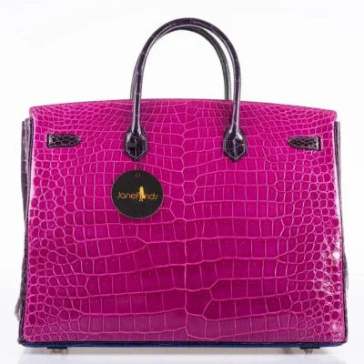 Hermès HSS Birkin 40 Blue Electric/Rose Scheherazade/Cassis Shiny Porosus Crocodile Palladium Hardware