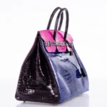 Hermès HSS 2012 Birkin 30 Rose Scheherazade/Royal Blue/Violet Shiny Porosus Crocodile Palladium Hardware