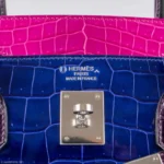 Hermès HSS Birkin 40 Blue Electric/Rose Scheherazade/Cassis Shiny Porosus Crocodile Palladium Hardware