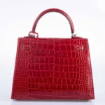 Hermès HSS Kelly 25 Sellier Braise Shocking Rose Interior Shiny Alligator Mississippiensis Palladium Hardware