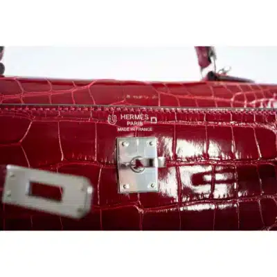 Hermès HSS Kelly 25 Sellier Braise Rose Shocking Interior Shiny Alligator Missipensis logo1