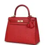 Hermès HSS Kelly 25 Sellier Rouge Vif Verso Ostrich Gold Hardware Lushentic quality