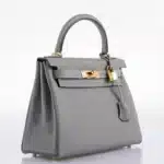 Hermès HSS Kelly 28 Retourne Gris Mouette & Black Togo Palladium Hardware