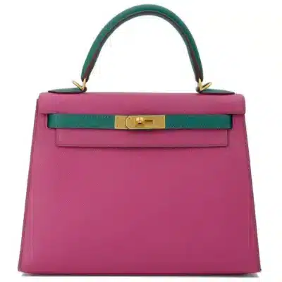 Hermès HSS Kelly 28 Sellier Rose Purple And Malachite Epsom Gold Hardware