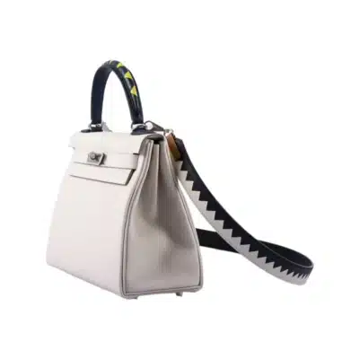 Hermès HSS Limited Edition Kelly 32 Retourne Tri-Color Craie/Rouge H/Black Togo Palladium Hardware