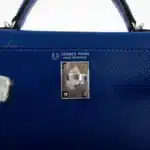 Hermès HSS Mini Kelly 20 II Sellier Blue Electric and Black Interior Epsom Palladium Hardware High-quality Lushentic Grade