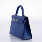 Hermès HSS Mini Kelly 20 II Sellier Blue Electric and Black Interior Epsom Palladium Hardware High-quality Lushentic Grade