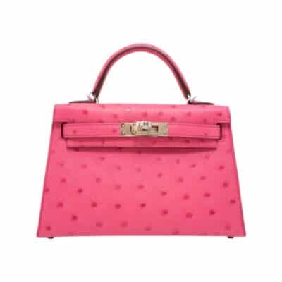 Hermès HSS Mini Kelly 20 Rose Ostrich Palladium Hardware