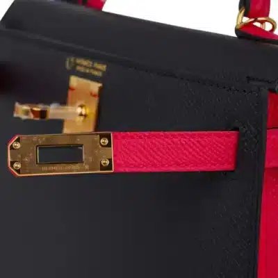 Hermès HSS Mini Kelly 20 Sellier Black And Rose Extreme Epsom Gold Hardware