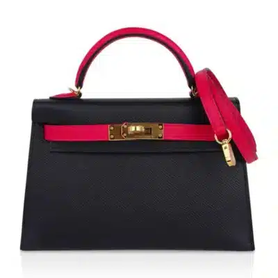 Hermès HSS Mini Kelly 20 Sellier Black And Rose Extreme Epsom Gold Hardware