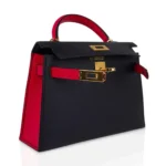 Hermès HSS Mini Kelly 20 Sellier Black And Rose Extreme Epsom Gold Hardware