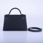 Hermès HSS Mini Kelly 20 Sellier Black/Gris BlackTourterelle Interior/White Stitching Epsom Palladium Hardware Handmade replica bags