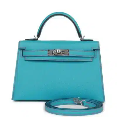 Hermès HSS Mini Kelly 20 Sellier Bleu du Nord and Bougainvillea Epsom Palladium Hardware High-quality Lushentic Grade