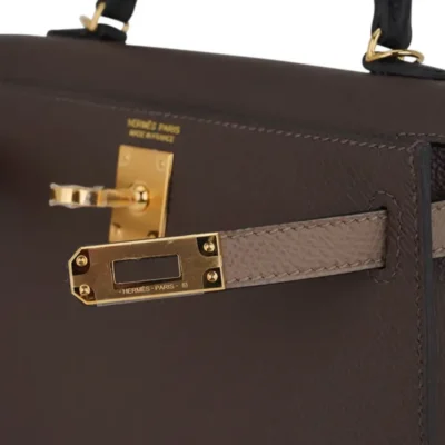 Hermès HSS Mini Kelly 20 Sellier Ecorce/Etoupe/Black Epsom Gold Hardware Lushentic Grade bags