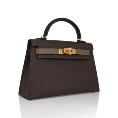 Hermès HSS Mini Kelly 20 Sellier Ecorce/Etoupe/Black Epsom Gold Hardware Lushentic Grade bags