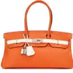 Hermès HSS Rare Collectible 2009 Birkin 42 "Shoulder Birkin" Orange H And White Clemence JPG Shoulder Palladium Hardware High-quality replica