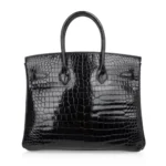 Hermès HSS Rare Collectible Birkin 35 Shiny Porosus Crocodile Black And Red La Rosee One of a Kind Bag Gold Hardware