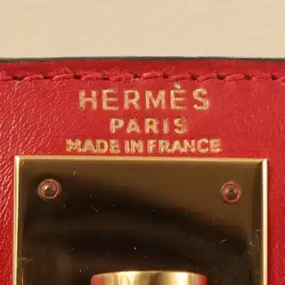 Hermès HSS Vintage 1994 Kelly 32 Sellier Rouge Vif/Parchemin/Bleu Marine Box Calf Gold Hardware