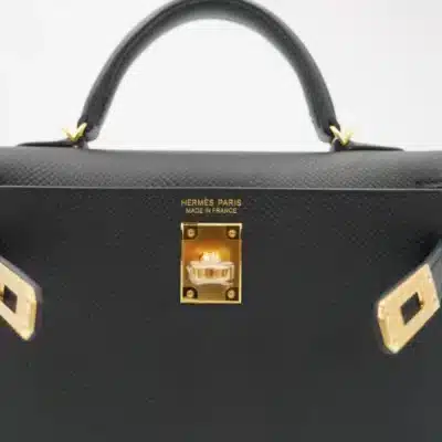 Hermès Mini Kelly 20 II Sellier Black Epsom Gold Hardware Replica Quality