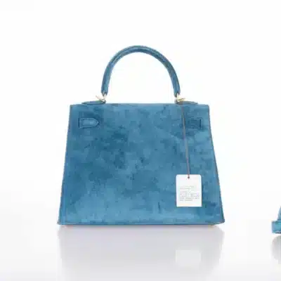 Hermès Kelly 25 Blue Thalassa Suede Gold Hardware replica bags