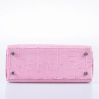 Hermès Kelly 25 Retourne 5P Bubblegum Pink Matte Alligator Mississippiensis Palladium Hardware handbag dupes