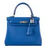 Hermès Kelly 25 Retourne Bleu France Swift Palladium Hardware Affordable