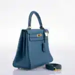 Hermès Kelly 25 Retourne Blue Colvert Togo Gold Hardware