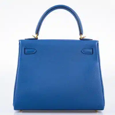 Hermès Kelly 25 Retourne Blue France Togo Gold Hardware