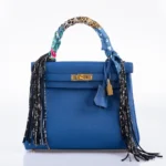 Hermès Kelly 25 Retourne Blue France Togo Gold Hardware