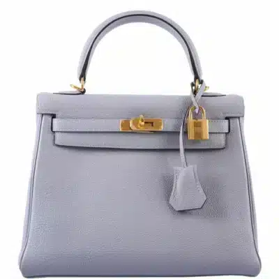 Hermès Kelly 25 Retourne Blue Glacier Togo Gold Hardware