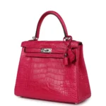 Hermès Kelly 25 Retourne Framboise Matte Alligator Mississippiensis Palladium Hardware Lushentic bags