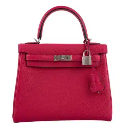 Hermès Kelly 25 Retourne Framboise Togo Palladium Hardware