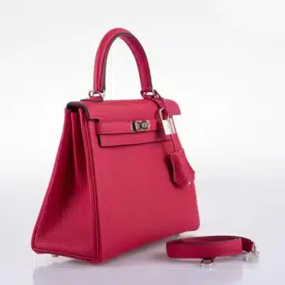 Hermès Kelly 25 Retourne Framboise Togo Palladium Hardware Lushentic Grade bags