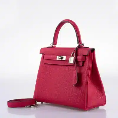 Hermès Kelly 25 Retourne Framboise Togo Palladium Hardware Lushentic Grade bags