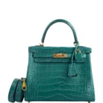 Hermès Kelly 25 Retourne Malachite Matte Alligator Mississippiensis Gold Hardware handbag dupes