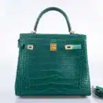 Hermès Kelly 25 Retourne Malachite Matte Alligator Mississippiensis Gold Hardware handbag dupes